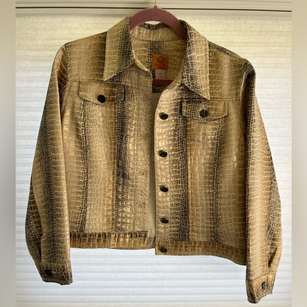 Gold Crocodile-Patterned Jacket